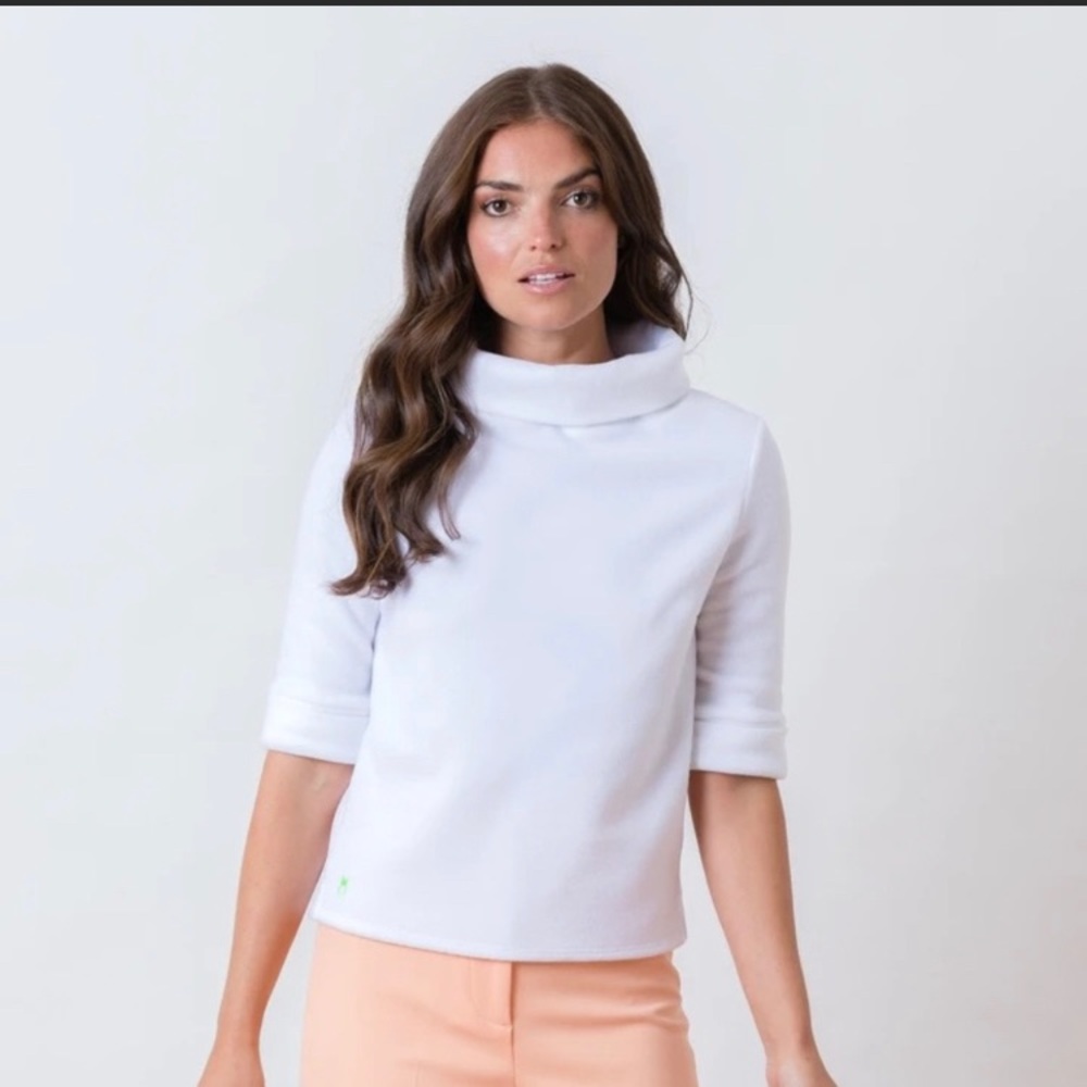 Dudley Stephens white boatneck fleece pullover, Small